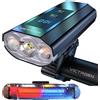 victagen 8000 Lumen Luci della bici per l'equitazione notturna, 3 LED Super Bright Luce della bicicletta con fascio abbagliante e luce abbagliante, TypeC Luce Bici Ricaricabile, luce per bici