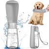 MTINRNI Bottiglia d'acqua per cani 550ml,ripiegabile,borraccia portatile | Angolo bevuta 150°,valvola ricircolo,anti-perdita,con cordino nylon,passeggiate campeggio trekking escursioni(grigio)