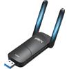 PLERY AXE5400 Adattatore WiFi per PC Fisso, USB WiFi 6E con 2×6dBi Antennas, Potente Tri-Band 2,4/5/6GHz, Chiavetta WiFi Supporta Windows 11/10, USB3.0, OFDMA, MU-MIMO, WPA3, Driver Integrato Semplice