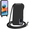 WenBaby Cover Compatible con Xiaomi Redmi Note 10 Pro,Cellulare Girocollo Custodia con Cordino TPU Corda Silicone Case Bumper Custodia, Nero