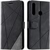 Vankii Cover per Huawei Y6P / Y6P 2020, Flip Caso Libro Premium Portafoglio Custodia in Pelle PU Magnetica,Custodia Pelle Sintetica TPU Silicone Antiurto,Funzione Supporto Slot Schede (Nero)