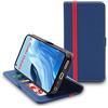 ebestStar - Cover per Oppo Reno7 4G, Custodia Libro Protezione Portafoglio, Pelle PU Porta Carte, Blu scuro/Rosso