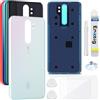 Enkeig Vetro posteriore Sostituzione per Xiaomi Redmi Note 8 Pro Back Cover copribatteria + Kit di Riparazione(Bianco)