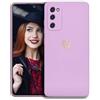POUHYE Cover per Samsung Galaxy S20 FE Custodia Originale, Gomma Gel di Silicone Liquida Cover con Protezione Fotocamera, Morbida Sottile e Antiurto AntiGraffio Case con Motivo a Amore Cuore Viola