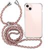 MyGadget Cover per iPhone 14 Plus - Custodia con Corda - Case con Cordino Trasparente Antiurto con Laccio | Tracolla - Practical Stylish - Rosa
