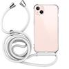 MyGadget Cover per iPhone 14 Plus - Custodia con Corda - Case con Cordino Trasparente Antiurto con Laccio | Tracolla - Practical Stylish - Bianco