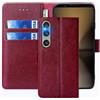 FMPCUON Cover per Sony Xperia 1 V - Custodia Flip Wallet in Pelle PU Premium Con Magnetica a Scatto, Rosso