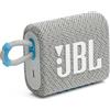 JBL GO 3 ECO Speaker Bluetooth Portatile, Cassa Altoparlante Wireless con Design Compatto, Resistente ad Acqua e Polvere IP67, Materiali Riciclati, fino a 5 h di Autonomia, USB, Bianco