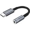 INF Adattatore da USB-C a 3,5 mm per cuffie, telefoni cellulari con presa USB-C, dispositivi con USB-C, 13,5 cm, 1x adattatore audio (grigio)