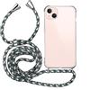 MyGadget Cover per iPhone 14 Plus - Custodia con Corda - Case con Cordino Trasparente Antiurto con Laccio | Tracolla - Practical Stylish - Nero Bianco