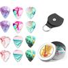 Czzmy Plettri in celluloide, 12 pezzi, con confezione regalo, accessori per chitarra, per chitarra elettrica, acustica, basso o ukulele (12-Splash Ink)