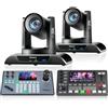 Tenveo Kit Telecamera PTZ e Controller - 2 Telecamere NDI 4K con Zoom Ottico 20X e AI Auto Tracking (LAN/HDMI/USB3.0), Controller Joystick NDI con Schermo LCD 5 e Mixer Video PC500
