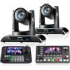 Tenveo Kit Telecamera PTZ e Controller - 2 Telecamere NDI 4K con Zoom Ottico 20X e AI Auto Tracking (LAN/HDMI/USB3.0), Controller Joystick NDI con Schermo 7 e Mixer Video PC500