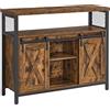 VASAGLE Credenza, Mobile da Cucina, Armadietto Organizzatore, con 2 Ante Scorrevoli, 33 x 100 x 80 cm, Ripiani Regolabili, Stile Country, per Soggiorno, Marrone Vintage e Nero Inchiostro LSC092B01