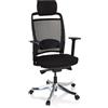 HJH Office 640519 Sedia da ufficio professionale IKAST I tessuto/tessuto di maglia Nero, Poggiatesta e profondità del sedile regolabili