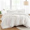 Comfort Spaces Set copripiumino matrimoniale con volant shabby chic per letto matrimoniale, in microfibra prelavata, soffice, per tutte le stagioni, decorazione per cottage di campagna, 3 pezzi,