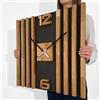 FLEXISTYLE Orologio da parete grande in legno lamellari SQ 60 cm effetto legno nero rovere 3D moderno senza ticchettio soggiorno … (nero/rovere)