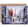 Fine Art Prints - Biglietto di auguri con motivo Torre Eiffel a Parigi con albero rosso, con busta all'interno di qualità premium