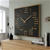 FLEXISTYLE Orologio da parete grande effetto legno Digits ECO, quadrato, silenzio, soggiorno, camera da letto, prodotto in UE (nero, 60 cm)
