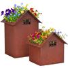 Relaxdays Decoro da Giardino Effetto ruggine, Set 2 pz, 2 Misure, Metallo, vasi/Lanterne casa