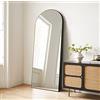 PexFix Specchio da pavimento a tutta lunghezza, 65 x 56 cm, elegante specchio ad arco, per camera da letto, spogliatoio, specchio da parete ad arco, da appendere (nero)