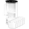 Wessper Caraffa Filtrante vetro 2L, con indicatore LED, 5 filtro - Nero | caraffa vetro con filtro acqua potabile, senza BPA, brocca acqua filtrante carboni attivo