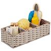 relaxdays Contenitore Bagno, Portaoggetti Intrecciato, Salvaspazio, 3 Scomparti, Plastica 11x36,5x15,5 cm, Marrone