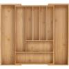 Relaxdays Portaposate da Cassetto Allungabile, Divisorio a 7-9 Scomparti per Posate, 5 x 31-50 x 45 cm, bambù, Naturale, Silicone