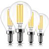 LangPlus+ Lampadine LED E14 Vite, Lampadina globo G45 LED, 4W, Equivalente 40W, Mini Golf Ball lampadina Globo E14, Bianco Caldo 2700K, Lampadine Filamento LED per lampadari, Confezione da 4