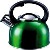 Liberty Leisure UK Bollitore a fischio in acciaio inox da 2,5 l, bollitore rapido adatto per fornelli a gas, ceramica, elettrico, alogeno, bollitore da campeggio leggero con manico resistente al calore (verde)