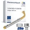 LAXARA DVGW Gep. Tubo corazzato 3/4-1 pollici, 30-150 cm, tubo flessibile, DN25&DN19, collegamento acqua, riscaldamento, impianto di addolcimento (100 cm, dado di accoppiamento da 3/4 con arco x tubo