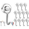 Abiyou Gancio Magnetico, 12 Pezzi Magnete con Ganci, Magnethaken Extra Stark, Ganci Magnetici Extra Resistenti, Calamita con Gancio, ganci Magnetici Potente, per Cucina, Frigorifero (Argento)