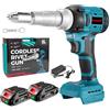 ONEVAN Rivettatrice Senza Fili a Batteria, 20 mm Corsa, 250 Nm Pistola Rivettatrice Brushless, 5000 giri/min, con 2 Batterie, per Alluminio e Rivetti Ciechi Ø 2,4-5,0 mm (Non per Acciaio Inox)