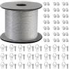 Kulannder Kit di cavi a sospensione con cornice in acciaio inossidabile intrecciato Bobina di Filo in Acciaio Inox 1,5 mm x 100 Pioli e 30 pezzi Ganci con anello a D e 30 viti e a 30 tubi a crimpare.