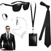 lomdung 5 PCS Agente Costume Accessori, Servizio Segreto Costume Set Spy Costume Accessori, Set di Accessori per Costume da Autista, con Occhiali Adatto per Bambini e Adulti Giochi di Ruolo