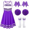 LEACOOLKEY Costume da Cheerleader per Ragazze Costume di Halloween Uniforme da Cheerleading Set per Travestimenti Feste Compleanno