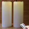 NONNO&ZGF Candele Impermeabili da Esterno a LED da 2 Pezzi, Candela in plastica alimentata a Batteria con Telecomando/Funzione Timer (Luce Bianca Calda) - 10 cm x 25 cm