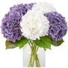 JUSTOYOU Fiori artificiali di ortensia, 4 pezzi, doppio colore, singolo stelo lungo, 40 cm, bouquet grande al tatto, per matrimoni, feste in casa (bianco, viola chiaro)