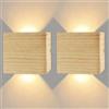 CHEVVY 2x Applique da Parete LED 7W,Vintage Legno Applique,Lampada da Parete 3000K