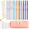 KUBDPQOR Uncinetto 45 Pezzi Set 14 Uncinetti 20 Segnapunti Multifunzionale Kit Principianti Ergonomici