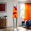 Licht-Erlebnisse Lampada lava in vetro e alluminio color argento, arancione e rosso per soggiorno, H:36 cm, G9, inclusa lampadina, lampada da tavolo retro rilassante TIMMY