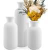 FoiiLiio Vasi in Ceramica Bianca Set di 3 Vaso Fiori (Grande+Media+Piccola) Vasi Decorativi Interno Moderni per Erba Pampa, Fiori Freschi, Fiori Secchi