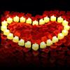 GOMETY 24 lumini a forma di cuore, a LED, 1000 pezzi, petali di rosa artificiali e 24 candele a forma di cuore, senza fiamma, per matrimoni, San Valentino, proposte di matrimonio (bianco caldo)