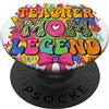 Teacher Mom Legend Apparel Insegnante mamma leggenda retrò Groovy Coquette Bow PopSockets PopGrip Adesivo