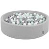 KiddyMoon Piscina di Palline 120X30cm/200 Palline Colorate Grande Tondo per Bambini, Fabbricato in EU, Grigio Chiaro: Bianco/Grigio/Menta