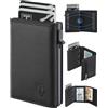 TEEHON Portafoglio Uomo Slim, Portacarte in Pelle con Protezione RFID, Porta Carte di Credito Uomo Piccolo, Porta Tessere con Portamonete e Scomparti Banconote - Confezione Regalo -Tutta Stagione-Nero&Grigio