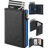 TEEHON Portafoglio Uomo Slim, Portacarte in Pelle con Protezione RFID, Porta Carte di Credito Uomo Piccolo, Porta Tessere con Portamonete e Scomparti Banconote - Confezione Regalo -Tutta Stagione - Nero&Blu