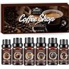 AESHORY Set di Oli Essenziali per Diffusori Caffè 6 x 10ML, Olio Essenziale Naturali, Mocha Cannella, Maple-Pecan, Latte alla Vaniglia, Caffè Appena Fatto, Cornetto Cioccolato, Macchiato Caramello