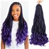 Firstcyh Hair Extension Per Capelli Ricci Francesi, 8 Confezioni Da 55 Cm, Ricci A Spirale, Pre-Allungati, Trecce All'Uncinetto, Colore 1B/Viola, Installazione Cucito