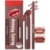 Lestpola Burgundy, set di rossetti e labbra, in velluto matte, con texture liscia e setosa, durevole, impermeabile, resistente alle sbavature, altamente pigmentato, non-stick, per labbra
